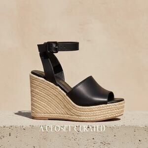 Paloma Barcelo Clama Wedge Sandal 9 Black NEW